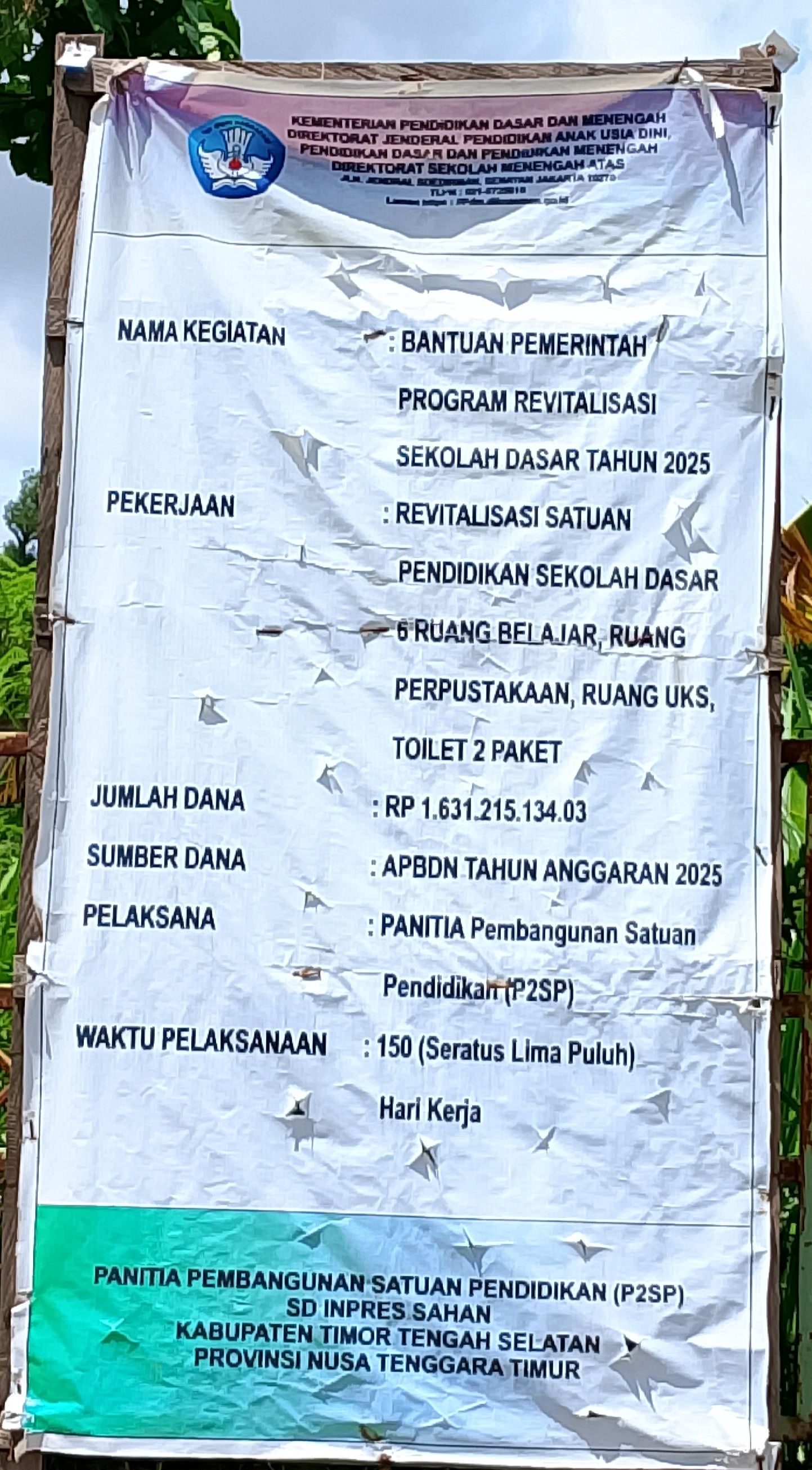 Revitalisasi SD Inpres Sahan di duga lewati batas Waktu, pengelolaan Dana BPPR Rp. 1,6 Miliard menjadi Sorotan